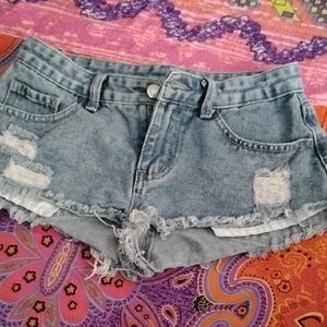 SHEIN Blue Distressed Jean Shorts
